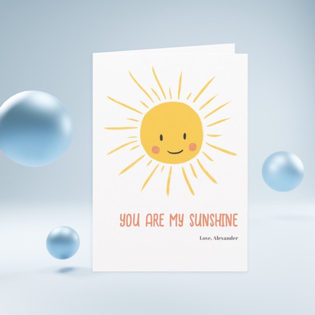 You Are My Sunshine Cute Sun Editable Anniversary Card (You Are my Sunshine with Love Cute Anniversary Card with a Sun Smiling)