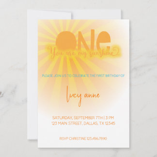 You Are My Sunshine First Birthday Invite