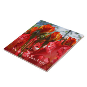 You are My Sunshine! gifts Tile Art Tiles Red Rose
