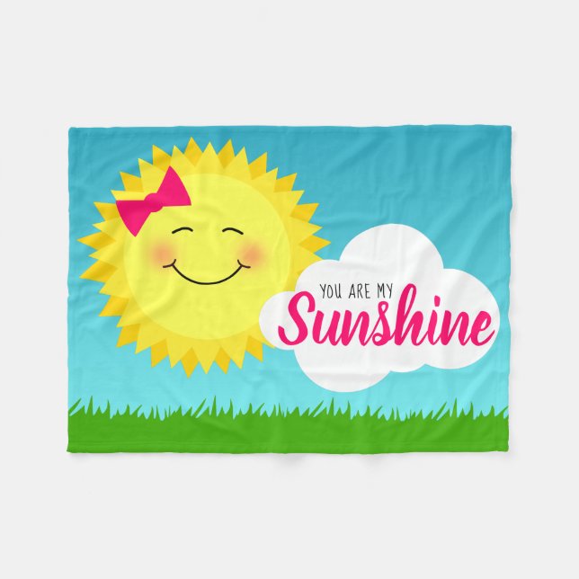 You Are My Sunshine Girly Sun Fleece Blanket (Front (Horizontal))