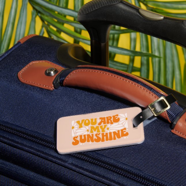 You Are My Sunshine Groovy Graphic Luggage Tag (Front Insitu 3)