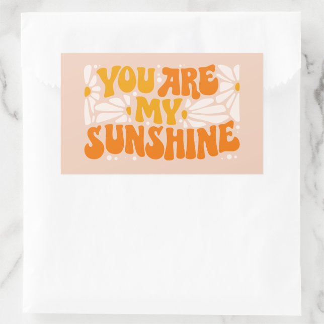 You Are My Sunshine Groovy Graphic Rectangular Sticker (Bag)