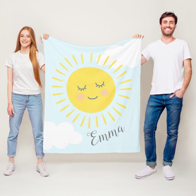 You are my sunshine happy sun illustration fleece blanket (In Situ)