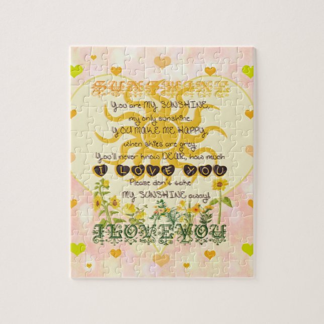 You Are My Sunshine Heart Jigsaw Puzzle (Vertical)