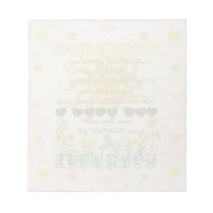 You Are My Sunshine Hearts Notepad