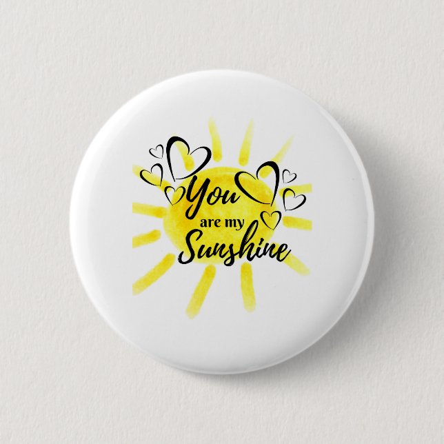 You Are My Sunshine Hearts Sun 6 Cm Round Badge (Front)