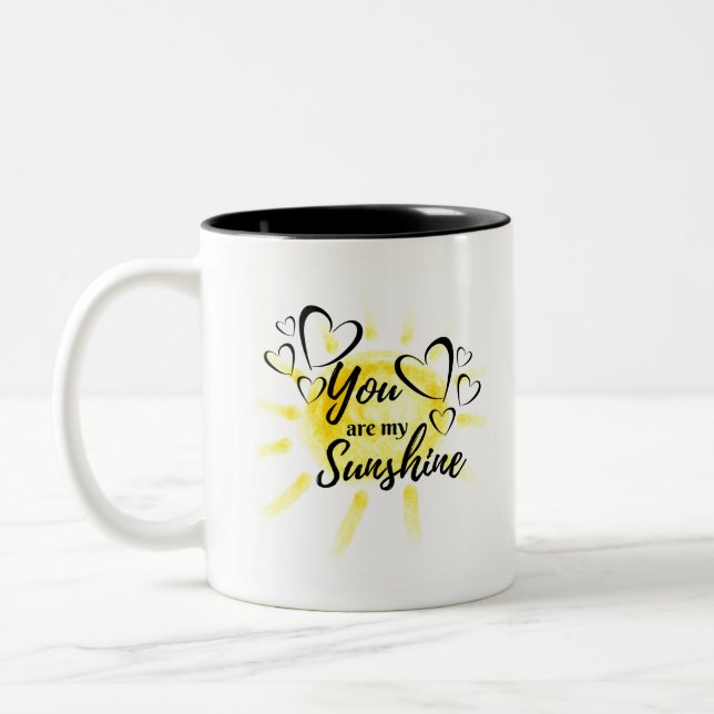 You Are My Sunshine Hearts Sun Two-Tone Coffee Mug (Left)