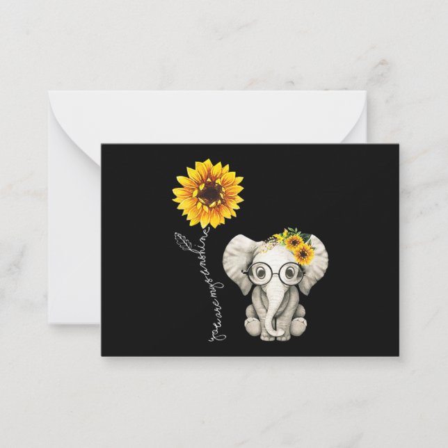 You Are My Sunshine Hippie Sunflower Elephant Card (Front)