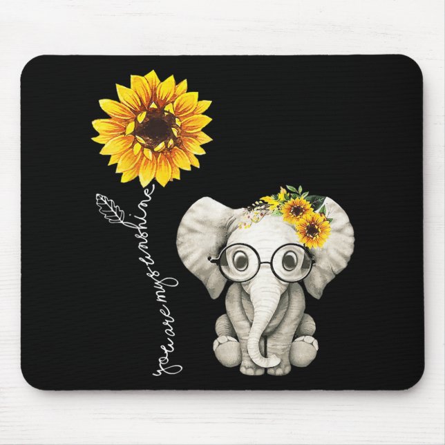 You Are My Sunshine Hippie Sunflower Elephant Gift Mouse Mat (Front)