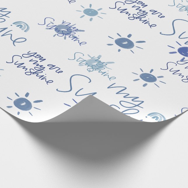 You Are My Sunshine in Blue Wrapping Paper (Corner)