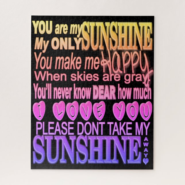 You Are My Sunshine in Vibrant Colours Jigsaw Puzzle (Vertical)