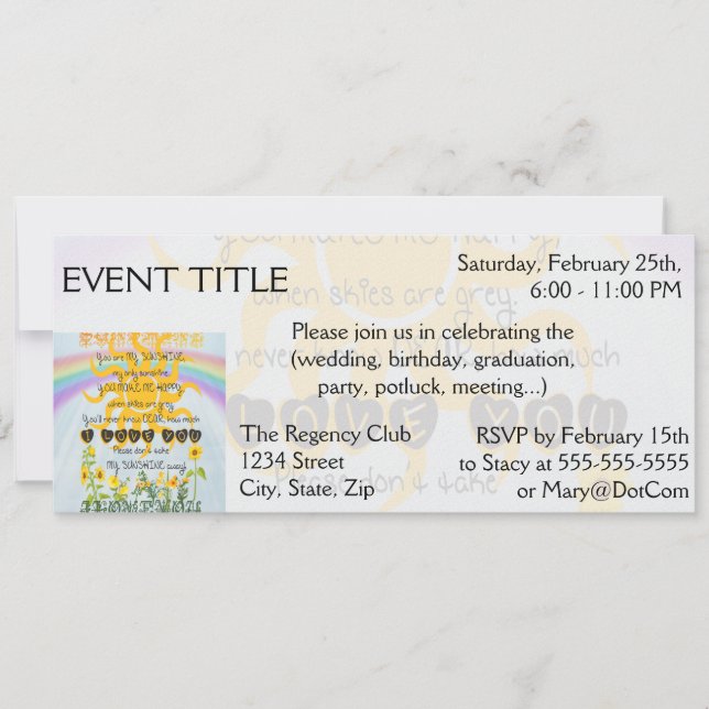 You Are My Sunshine Invitation (Front)