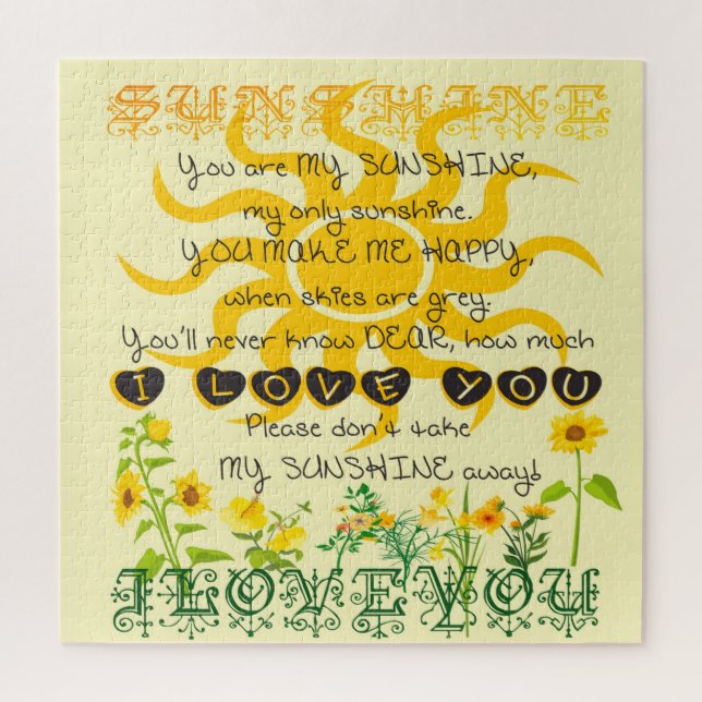 You are My Sunshine Jigsaw Puzzle (Vertical)