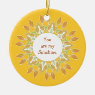 "You are My Sunshine!" Love Quote Watercolor Ceramic Tree Decoration