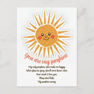 You are my sunshine lyrics greeting card