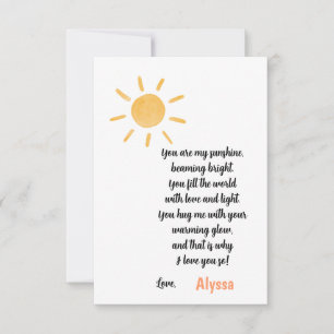 You Are My Sunshine Mother's day Thank You Card
