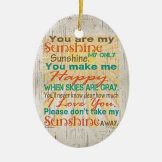 You are my Sunshine Orange/Teal/Cream Ceramic Tree Decoration