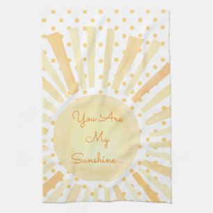 You Are My Sunshine Orange Yellow White Polkadots Tea Towel