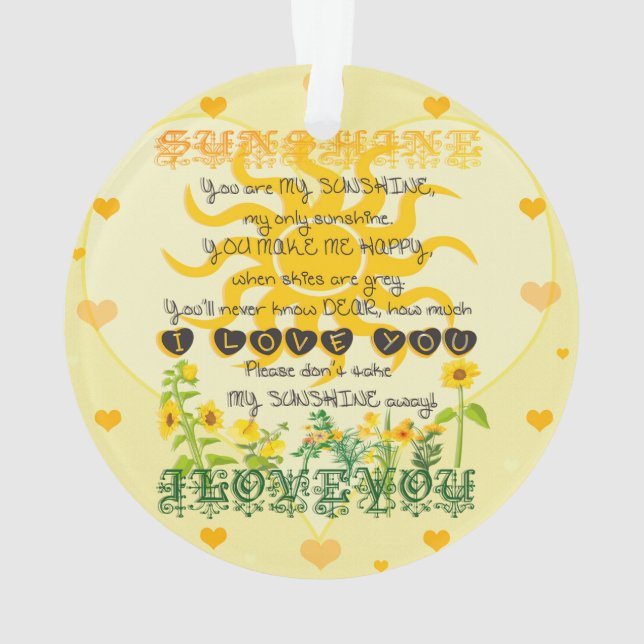 You are my Sunshine Ornament (Back)