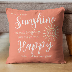 You Are My Sunshine Peach with Sun White Dots Cushion