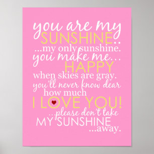 You Are My Sunshine - Pink - Poster