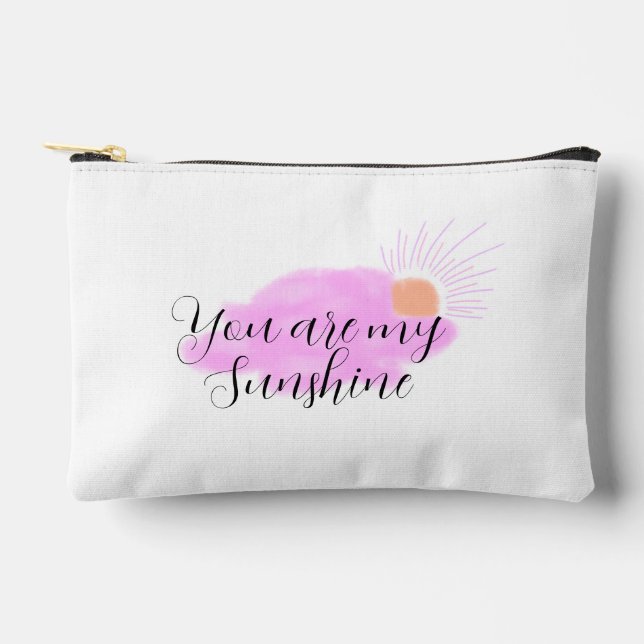 you are my sunshine pink purple sun rays clouds accessory pouch (Front)