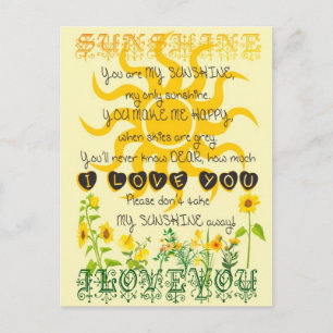 You are my sunshine. postcard