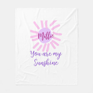 you are my sunshine purple pink pastel sun rays mo fleece blanket