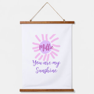you are my sunshine purple pink pastel sun rays mo hanging tapestry
