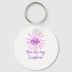 you are my sunshine purple pink pastel sun rays mo key ring