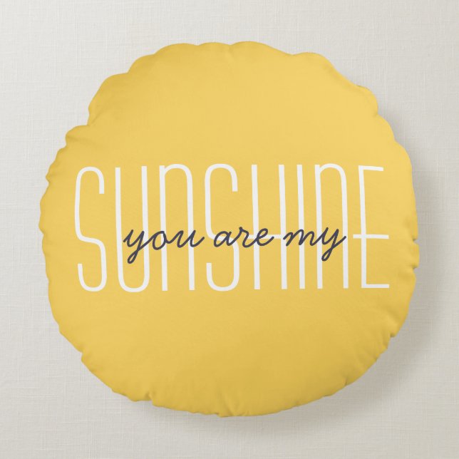 You Are My Sunshine Quote Bright Yellow Decorative Round Cushion (Front)