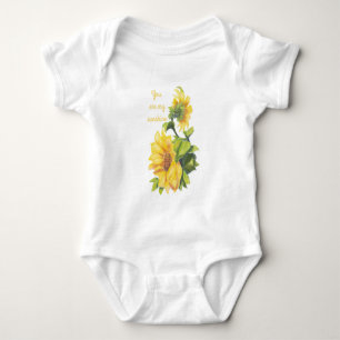 You are my Sunshine Quote Sunflower art Baby Bodysuit