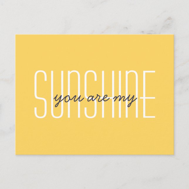 You Are My Sunshine Quote Typography Sunny Yellow Postcard (Front)