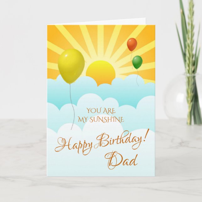 You Are My Sunshine Sun And Balloons Birthday Card (Front)