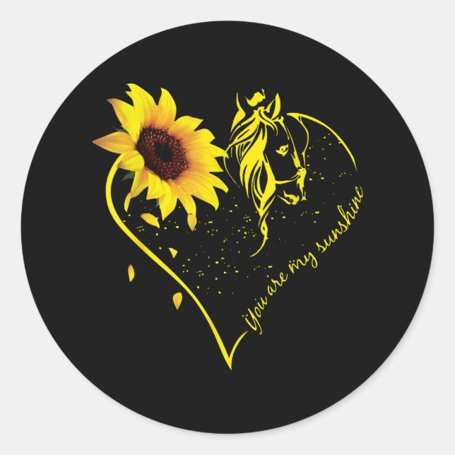 You Are My Sunshine Sunflower And Horse Classic Round Sticker (Front)