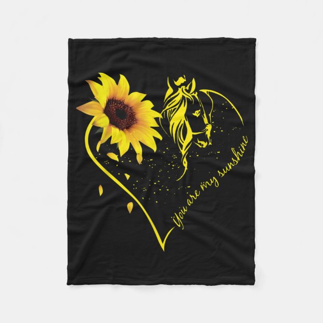 You Are My Sunshine Sunflower And Horse Fleece Blanket (Front)