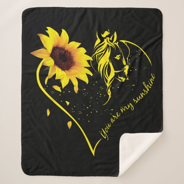 You Are My Sunshine Sunflower And Horse Sherpa Blanket (Front)