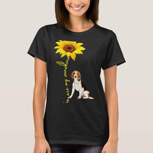 You Are My Sunshine Sunflower Beagle T-Shirt (Front)