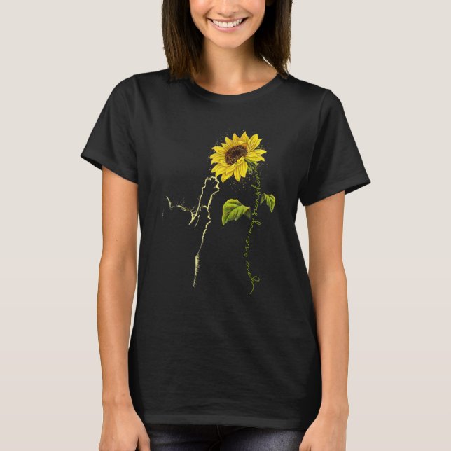 You Are My Sunshine Sunflower Cat Style Tee Shirt (Front)