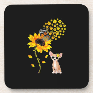 You Are My Sunshine Sunflower Chihuahua Men Women Coaster