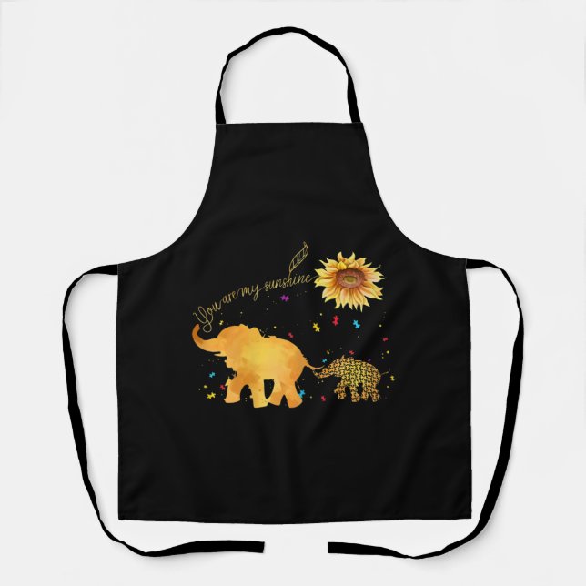 You Are My Sunshine Sunflower Elephant Autism Apron (Front)
