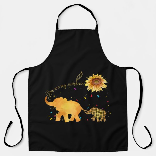 You Are My Sunshine Sunflower Elephant Autism Apron (Front)
