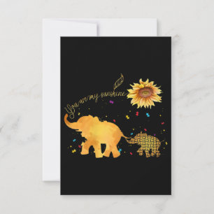 You Are My Sunshine Sunflower Elephant Autism Card