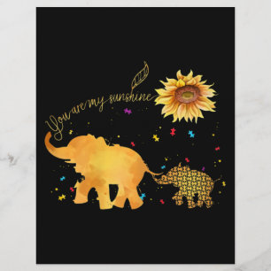 You Are My Sunshine Sunflower Elephant Autism Custom Letterhead