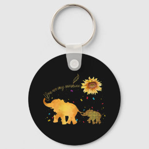 You Are My Sunshine Sunflower Elephant Autism Key Ring
