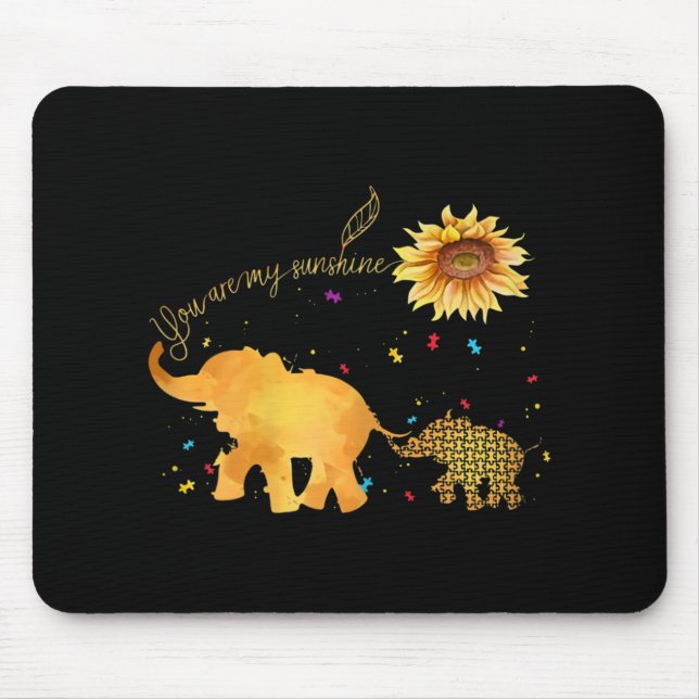 You Are My Sunshine Sunflower Elephant Autism Mouse Mat (Front)