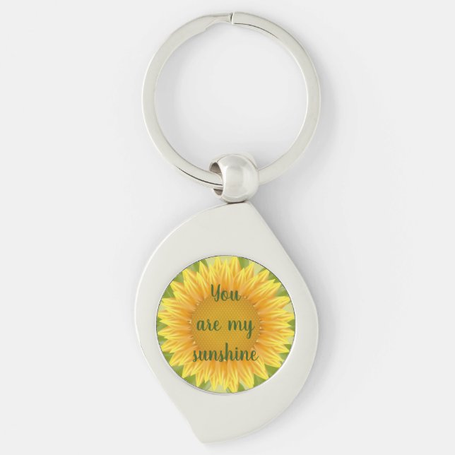 You are my Sunshine Sunflower Flower Quote art Key Ring (Front)