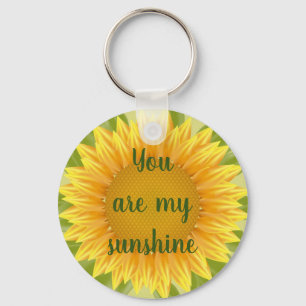 You are my Sunshine Sunflower Flower Quote art Key Ring