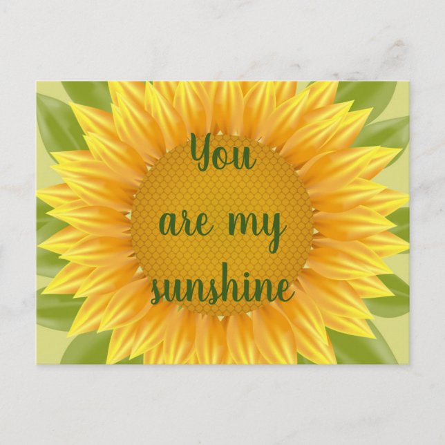 You are my Sunshine Sunflower Flower Quote art Postcard (Front)
