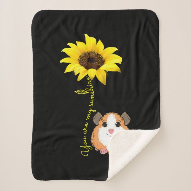 You Are My Sunshine Sunflower Guinea Pig Mum Sherpa Blanket (Front)